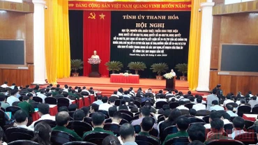 Toàn cảnh hội nghị học tập, nghiên cứu, quán triệt thực hiện các Nghị quyết, Kết luận, Chỉ thị, Quy định của Trung ương.