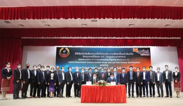 Toàn cảnh lễ ký giữa Bộ Công nghệ và Truyền thông Lào và Công ty Star Telecom. 
