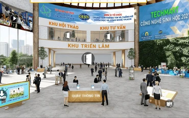 Phối cảnh triển lãm Chợ công nghệ sinh học 2021. (Ảnh chụp qua màn hình)
