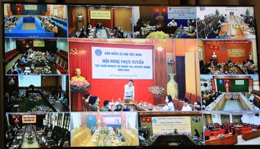 Hội nghị trực tuyến tại điểm cầu Trung ương.