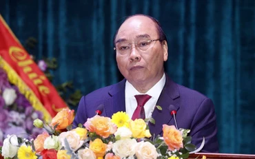 Chủ tịch nước Nguyễn Xuân Phúc phát biểu tại lễ kỷ niệm. (Ảnh: Thống Nhất/TTXVN)