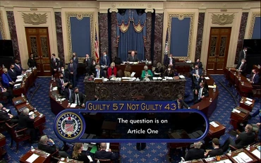 Thượng viện Mỹ bỏ phiếu trắng án cho cựu Tổng thống Trump với cáo buộc kích động bạo lực hôm 6-1. (Ảnh: Reuters)