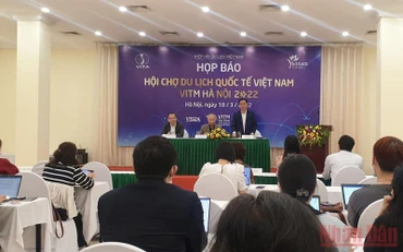 Phó Tổng cục trưởng Tổng cục Du lịch Phạm Văn Thủy phát biểu tại họp báo về VITM Hà Nội 2022 (Ảnh: T.LINH)