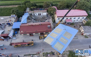 Hiện trường vụ sập nhà hàng. (Ảnh: Tân Hoa xã)