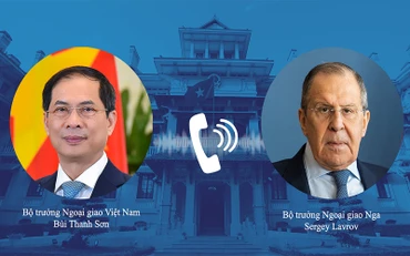 Bộ trưởng Ngoại giao Bùi Thanh Sơn và Bộ trưởng Ngoại giao Liên bang Nga Sergey Lavrov. (Ảnh: Bộ Ngoại giao)