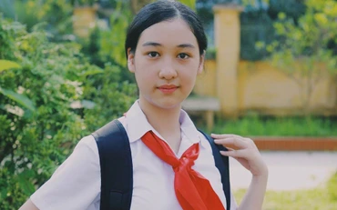 Em Đào Anh Thư, lớp 8A2, trường Trung học Cơ sở Nguyễn Huy Tưởng, huyện Đông Anh, Hà Nội. (Ảnh: Ban tổ chức)