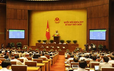 Các đại biểu Quốc hội biểu quyết thông qua các Nghị quyết phê chuẩn EVFTA và EVIPA vào sáng ngày 8-6 (Ảnh: Đăng Khoa).