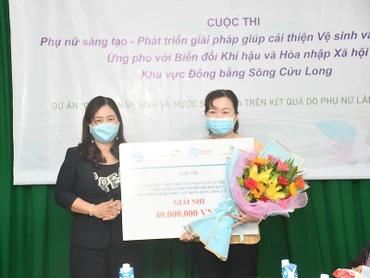 Mô hình của chị Thư đoạt Giải nhì trong cuộc thi về bảo vệ môi trường, thích ứng biến đổi khí hậu do Hội Liên hiệp phụ nữ Việt Nam tổ chức.