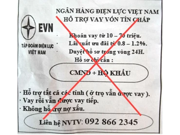 Giả mạo thương hiệu EVN quảng cáo cho vay tín chấp