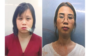 Đối tượng Đinh Thị Vân (trái) và Nguyễn Ngọc Diệp (phải).