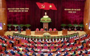 Hình ảnh tại Hội nghị lần thứ nhất, Ban Chấp hành Trung ương Đảng khóa XIII. (Ảnh: Trung tâm Báo chí Đại hội XIII)