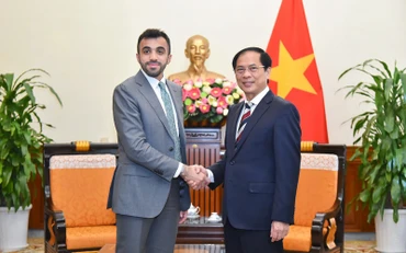 Bộ trưởng Ngoại giao Bùi Thanh Sơn tiếp Trợ lý Bộ trưởng Ngoại giao và Hợp tác quốc tế UAE Abdulnasser Al Shaali. (Ảnh: Bộ Ngoại giao)