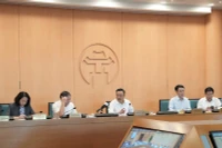 Chủ tịch UBND thành phố Hà Nội Trần Sỹ Thanh chủ trì phiên họp bàn về phương án sắp xếp đơn vị hành chính cấp xã. (Ảnh: Tiến Thành)