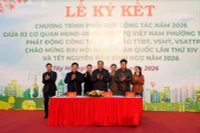 Lễ ký kết chương trình phối hợp công tác năm 2026 giữa Thường trực Hội đồng nhân dân-Ủy ban nhân dân-Ủy ban Mặt trận Tổ quốc Việt Nam phường Tây Hồ. (Ảnh: Nguyên Anh)