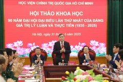 Quang cảnh Hội thảo khoa học "90 năm Đại hội đại biểu lần thứ nhất của Đảng - Giá trị lý luận và thực tiễn". (Ảnh: HẢI ĐĂNG)