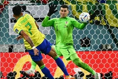 Thủ môn Croatia Dominik Livakovic đã chơi xuất sắc trong trận đấu với Brazil, ngày 9/12, tại vòng tứ kết World Cup 2022. (Ảnh: Getty Images)