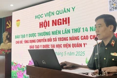 Giám đốc Học viện Quân y, Trung tướng, Giáo sư, Tiến sĩ Trần Viết Tiến phát biểu tại Hội nghị.