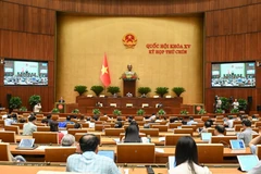 Quốc hội nghe báo cáo dự thảo Nghị quyết của Quốc hội về thí điểm về một số cơ chế, chính sách đặc thù phát triển nhà ở xã hội, sáng 20/5/2025. (Ảnh VPQH)