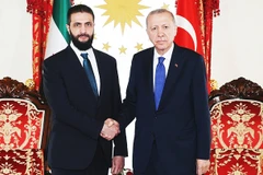 Hai nhà lãnh đạo Syria (trái) và Thổ Nhĩ Kỳ gặp gỡ tại Istanbul. Ảnh: CNN