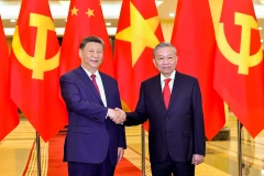 Tổng Bí thư Tô Lâm với Tổng Bí thư, Chủ tịch Trung Quốc Tập Cận Bình. Ảnh: ĐĂNG KHOA