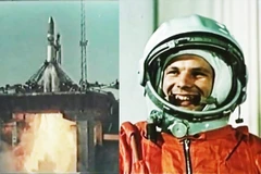 Nhà du hành Yuri Gagarin trong chuyến bay chở người đầu tiên vào vũ trụ. 