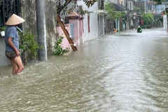 Mưa lớn gây ngập úng kéo dài tại huyện Quốc Oai, Hà Nội trong tháng 9/2024.