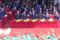 Các đồng chí lãnh đạo, nguyên lãnh đạo Đảng, Nhà nước và khách quốc tế tham dự Lễ kỷ niệm 50 năm Ngày Giải phóng miền nam, thống nhất đất nước (30/4/1975-30/4/2025). (Ảnh: TTXVN)
