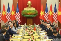 Thúc đẩy hợp tác kinh tế, thương mại, đầu tư là một trong những nội dung quan trọng tại cuộc hội đàm giữa Tổng Bí thư Nguyễn Phú Trọng và Tổng thống Hoa Kỳ Joe Biden. Ảnh: BÁO NHÂN DÂN