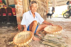 Ông Trần Văn Mến, 75 tuổi là một trong số ít người dân theo nghề đan đát tại xã Phú Lễ, huyện Ba Tri, tỉnh Bến Tre.