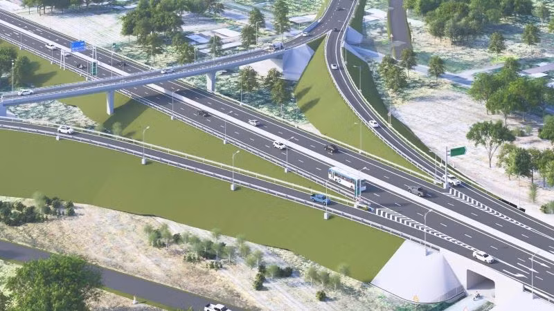 Nút giao đường cao tốc Thành phố Hồ Chí Minh-Thủ Dầu Một-Chơn Thành và đường Vành đai 4 Thành phố Hồ Chí Minh.