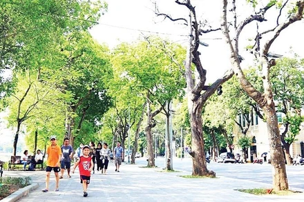 Hà Nội cần đầu tư thêm vỉa hè đủ tiêu chuẩn để người dân đi bộ an toàn, thuận lợi. (Ảnh VIẾT THÀNH)