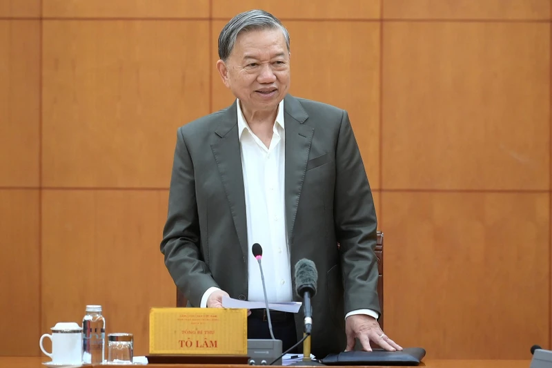Tổng Bí thư Tô Lâm phát biểu tại buổi làm việc. (Ảnh: ĐĂNG KHOA)