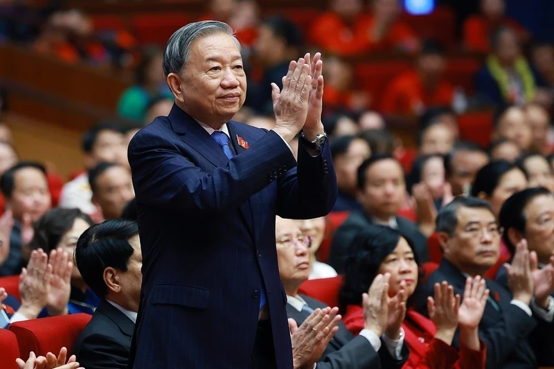 Tổng Bí thư Tô Lâm dự Đại hội Thi đua yêu nước toàn quốc lần thứ XI. (Ảnh: TTXVN)