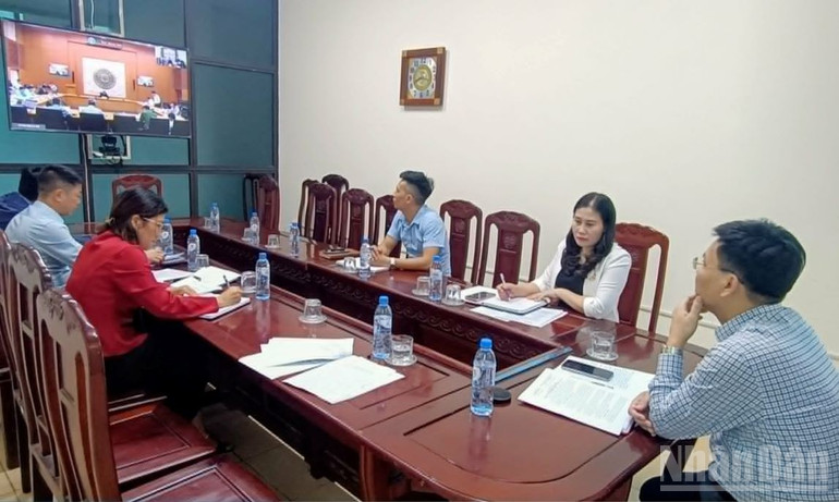 Điểm cầu họp trực tuyến tại phường Trần Lãm (tỉnh Hưng Yên). ndo_br_2.jpg
