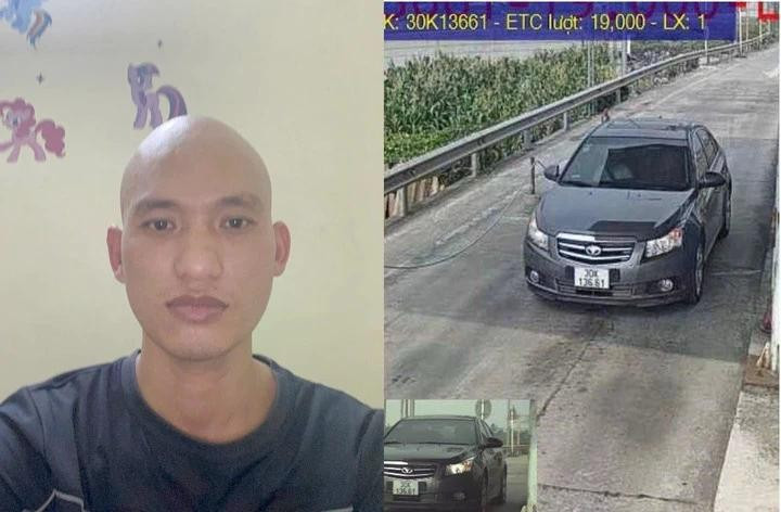 Ngô Duy Thăng và chiếc ô-tô biển số 30K-136.61 dùng để bỏ trốn. (Ảnh CTV)