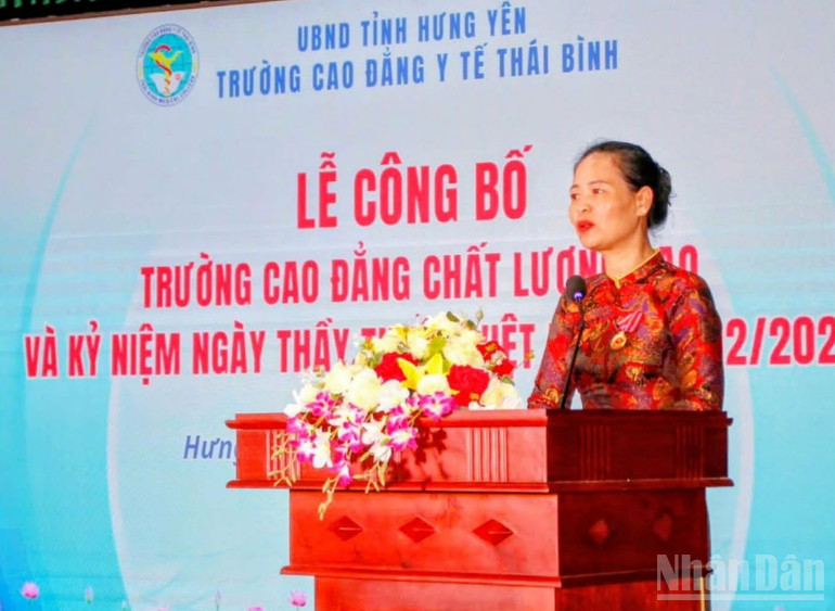 Tiến sĩ Nguyễn Thị Thu Dung, Hiệu trưởng nhà trường khẳng định sẽ tiếp tục giữ vững và nâng cao các tiêu chí đạt chuẩn trường chất lượng cao trong thời gian tới.