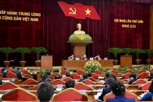 Quang cảnh Phiên khai mạc Hội nghị Trung ương lần thứ chín, khóa XIII. (Ảnh: ĐĂNG KHOA)
