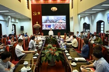 Quang cảnh hội nghị phổ biến, quán triệt kết quả Hội nghị Trung ương 8 khóa XIII tại Trụ sở Báo Nhân Dân. (Ảnh: DUY LINH)