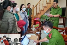 Lực lượng chức năng thực hiện lệnh bắt tạm giam đối với bà Hoa và ông Đạt.