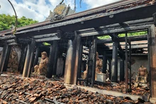Hiện trường vụ cháy chùa Phổ Quang. (Ảnh: Cục Di sản văn hóa cung cấp)