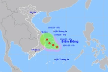 Vị trí và hướng di chuyển của áp thấp nhiệt đới. (Nguồn: nchmf.gov.vn)