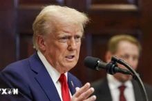 Tổng thống Mỹ Donald Trump phát biểu tại Nhà Trắng. (Ảnh: Getty Images/TTXVN)