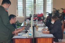 Bị can Lê Thị Bích Hoàng tại cơ quan công an.