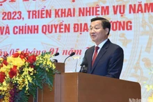 Phó Thủ tướng Lê Minh Khái phát biểu tại hội nghị. (Ảnh: Trần Hải)