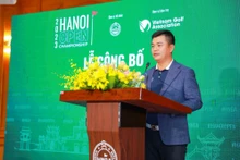 Ông Đặng Tất Thành, Tổng thư ký HNGA, Giám đốc giải đấu phát biểu tại lễ công bố Giải golf Hà Nội mở rộng 2023. 