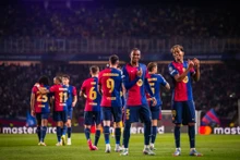 Các cầu thủ Barca ăn mừng chiến thắng đậm đà. (Ảnh: Barcelona FC)