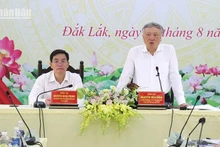 Chánh án Tòa án Nhân dân Tối cao Nguyễn Hòa Bình phát biểu tại buổi làm việc.