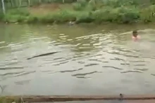 Hồ chứa nước, nơi xảy ra vụ đuối nước thương tâm.