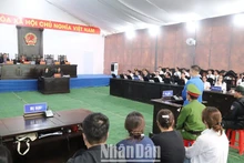 Hội đồng xét xử thẩm vấn, xét xử các bị cáo tại phiên tòa.
