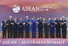 Thủ tướng Phạm Minh Chính và các Trưởng đoàn dự Hội nghị Cấp cao ASEAN-Australia lần thứ 3 chụp ảnh chung. (Ảnh: Dương Giang-TTXVN) 
